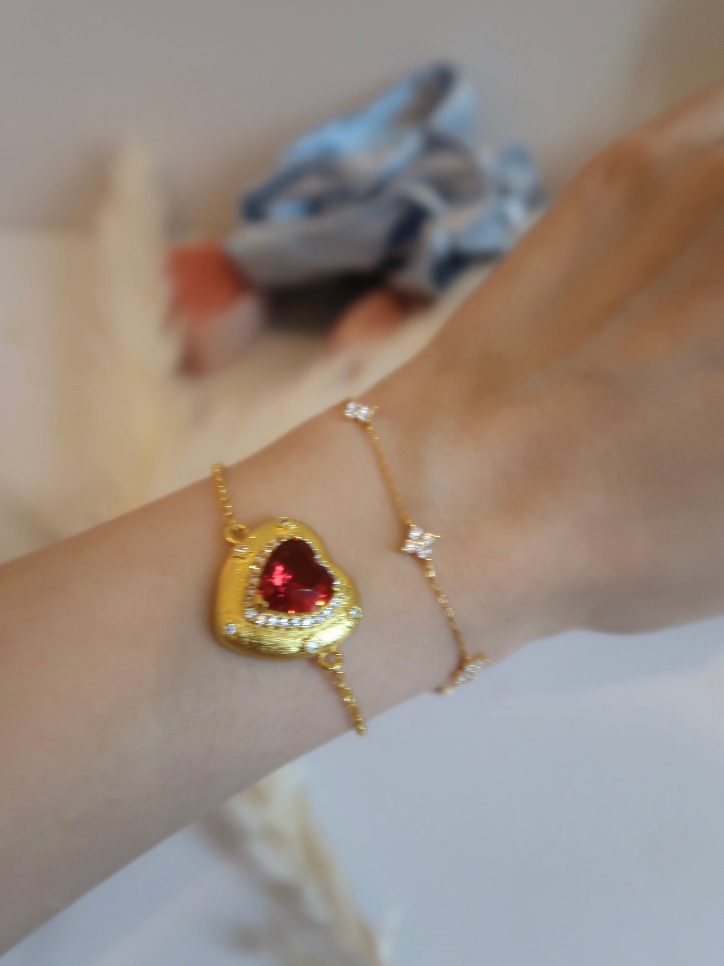 Pomegranate Red Heart Bracelet