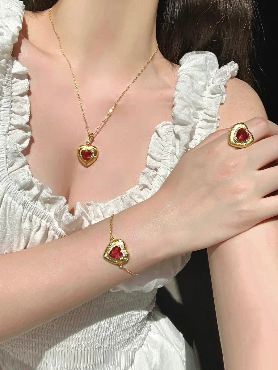 Pomegranate Red Heart Bracelet