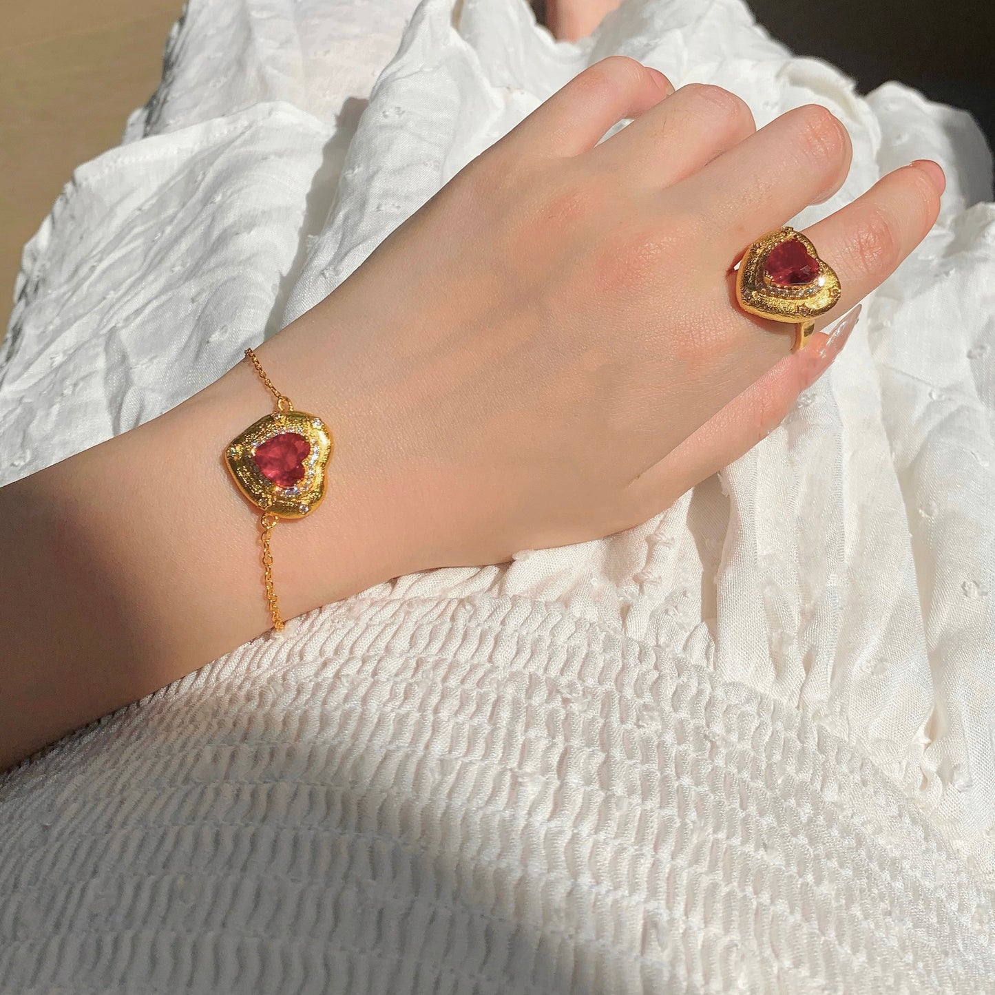 Pomegranate Red Heart Bracelet