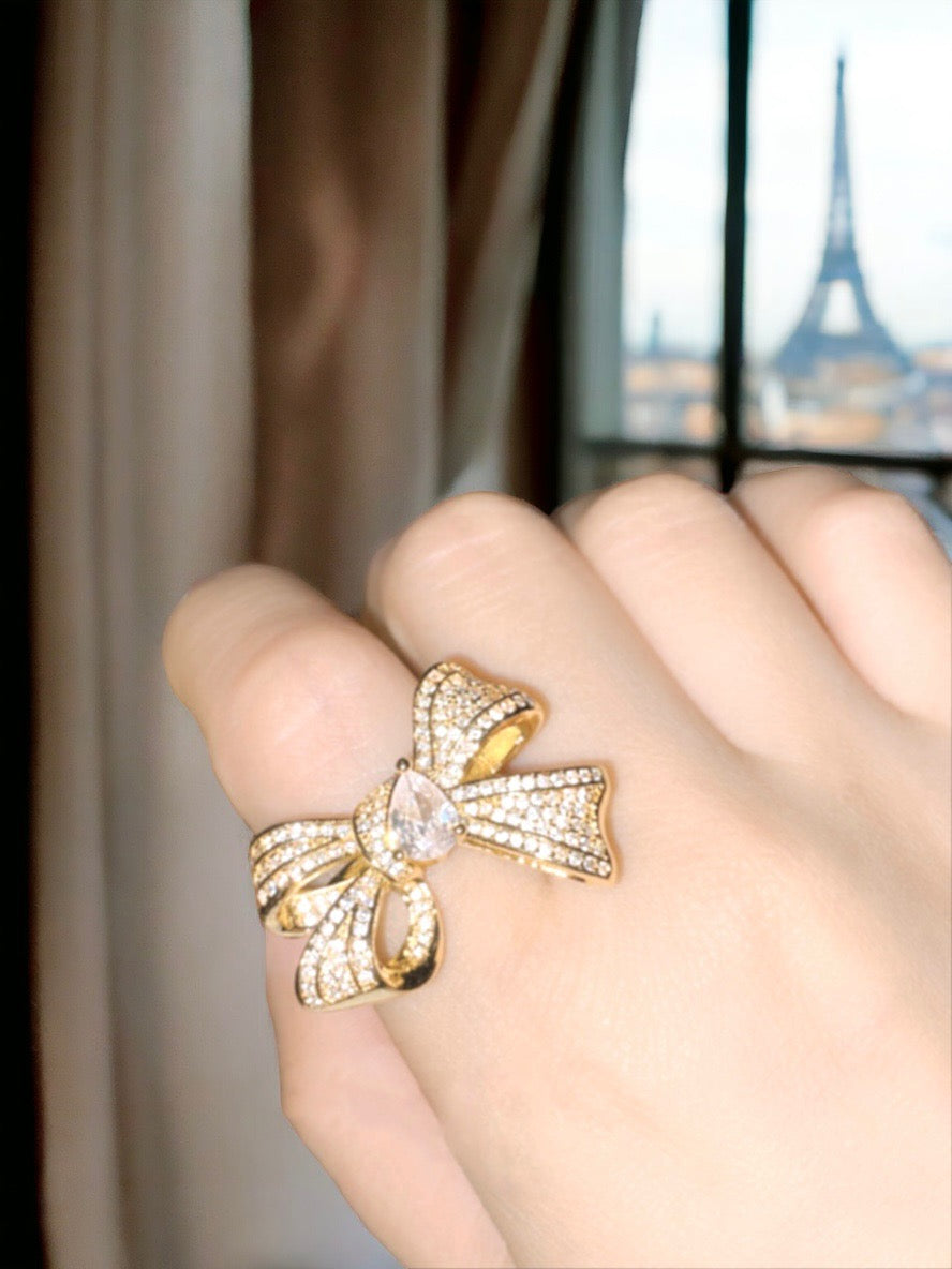 Diamond Bow Ring (Silver)