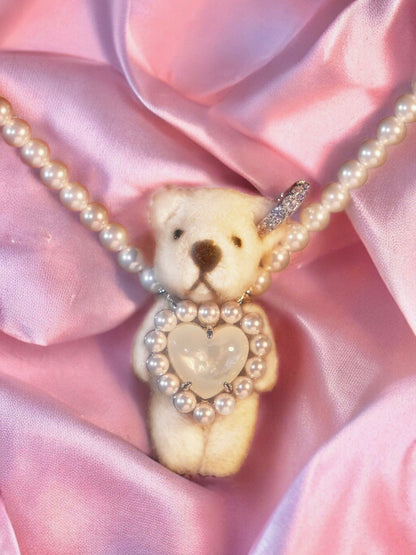 Valentine Bear Pearl Necklace