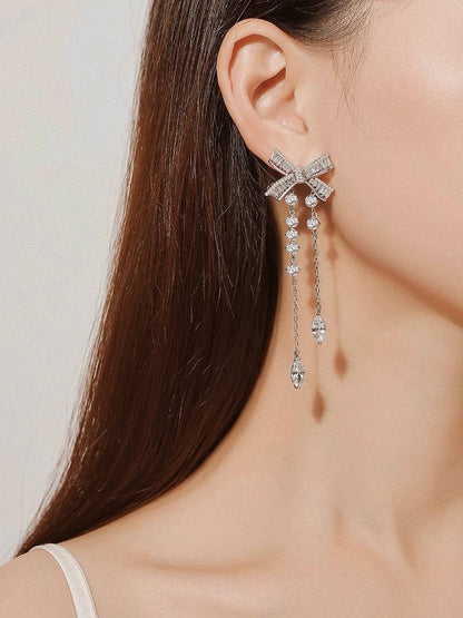 Diamond Bow Teardrop Earrings