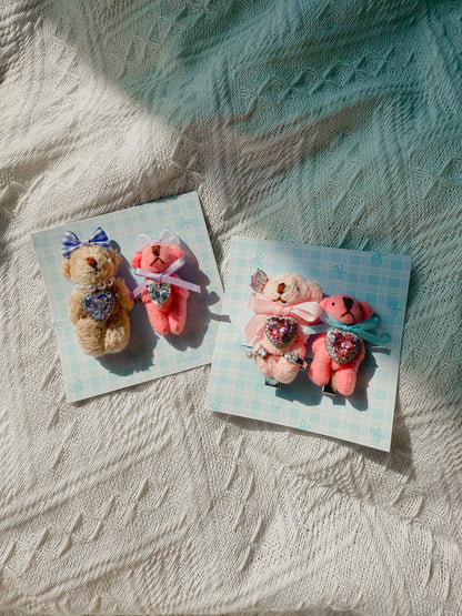 Handmade Bear Hair Clip Set