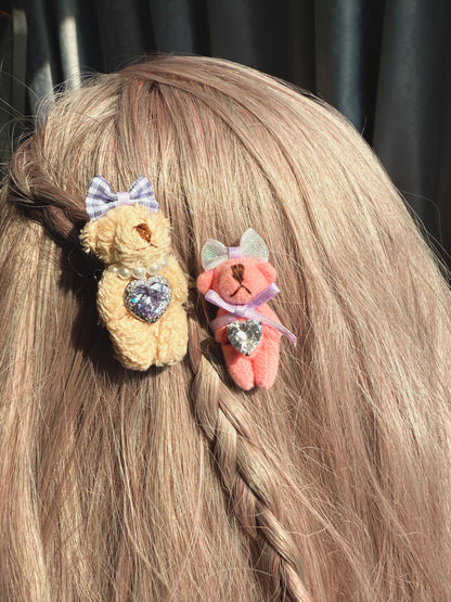 Handmade Bear Hair Clip Set