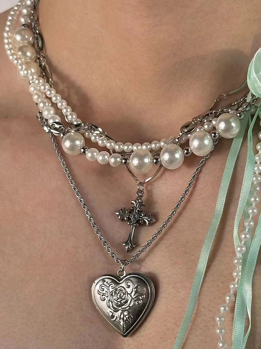 Rose Heart Locket Necklace