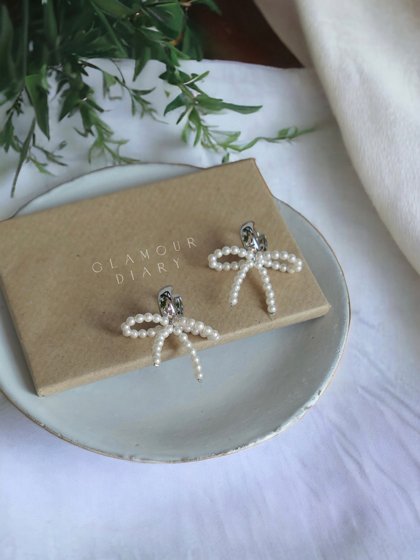 Playtime Love Pearl Bow Earrings