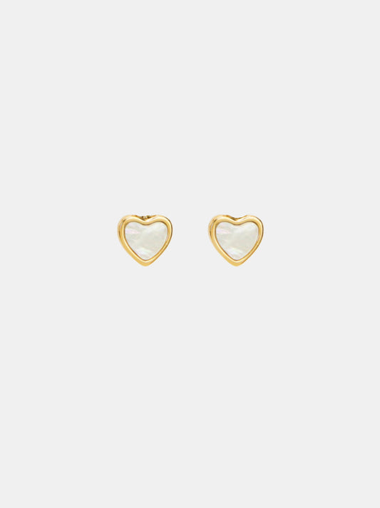 18K Real Gold Plated White Agate Heart Earrings🤍