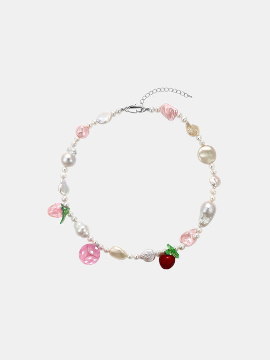 Strawberry Dice Pearl Necklace