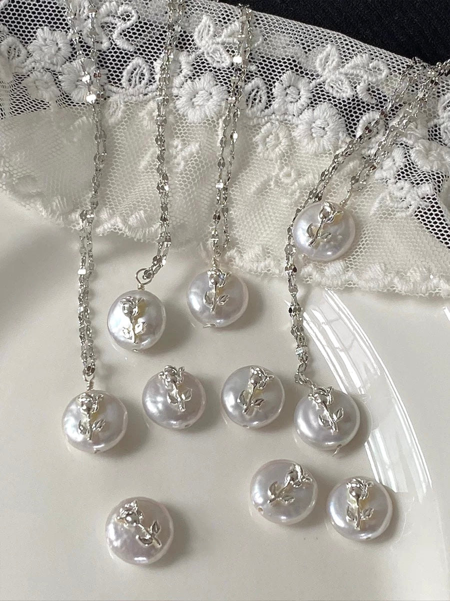 Fortune Button Pearl Necklace