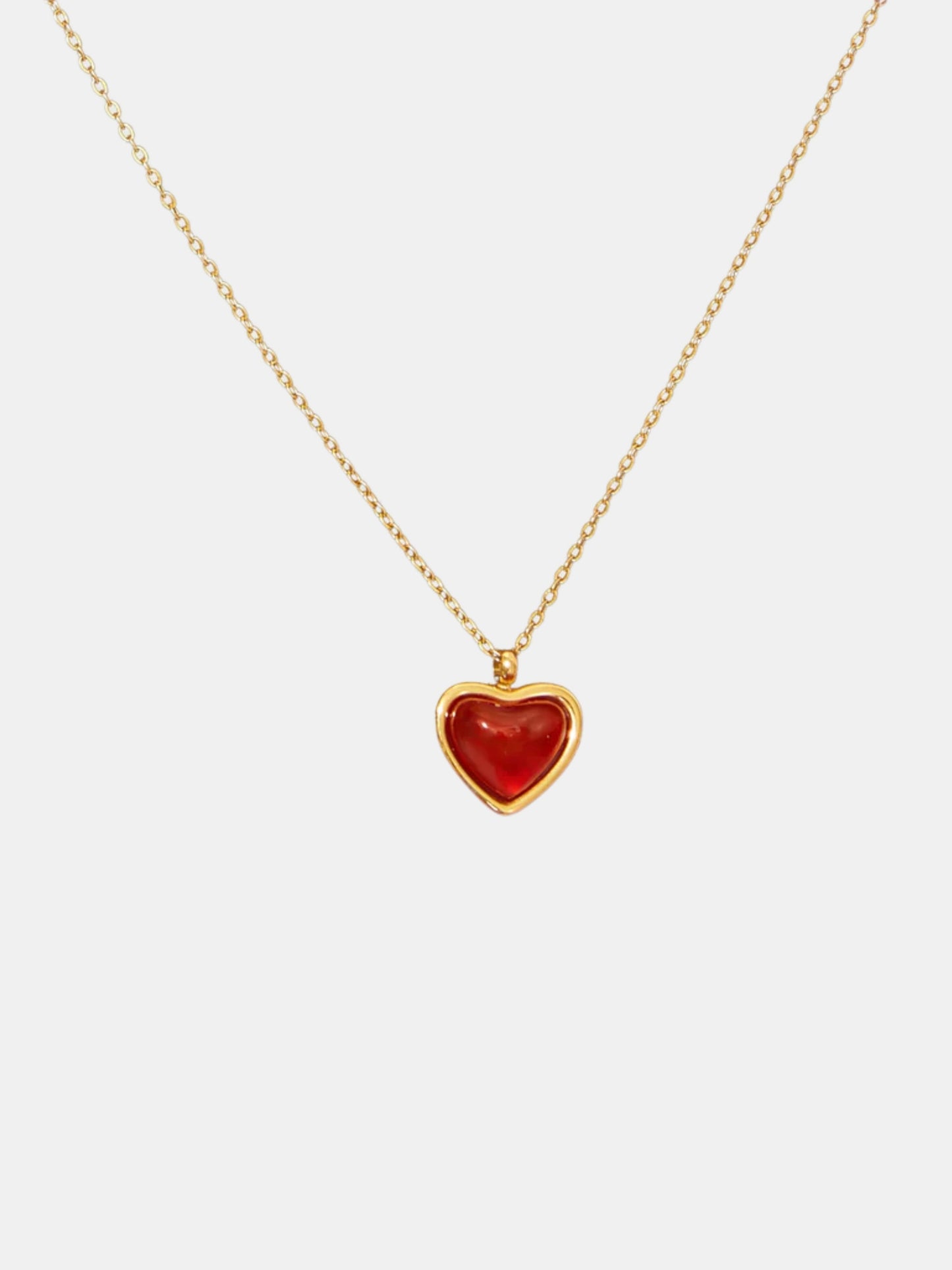 18K Real Gold Plated Carnelian Heart Necklace ❤️