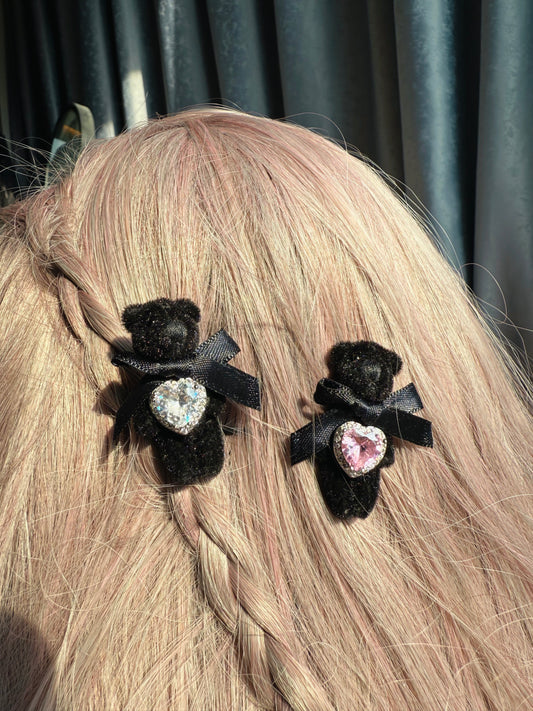 💖🖤Bear Pink Hair Pin Set