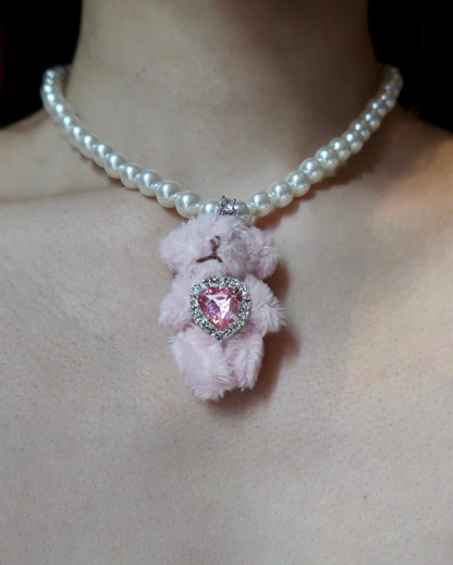 Very Beary Pearl Necklace