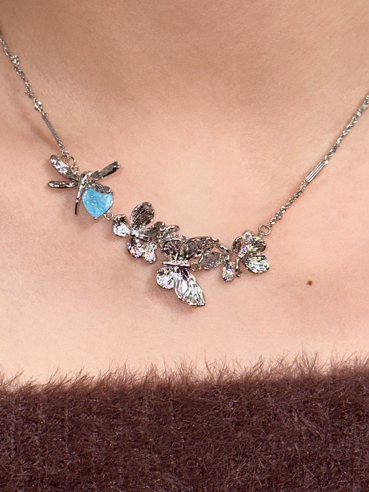 Ice Age Silver Butterflies Necklace