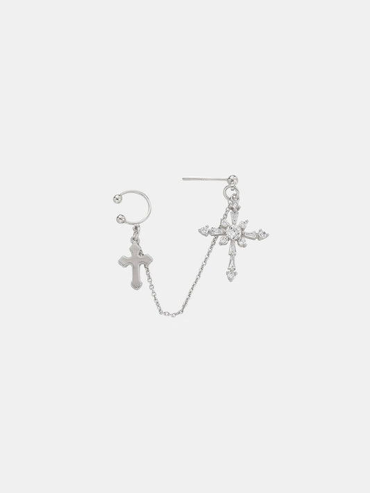 Love God Cross chained Ear Cuff