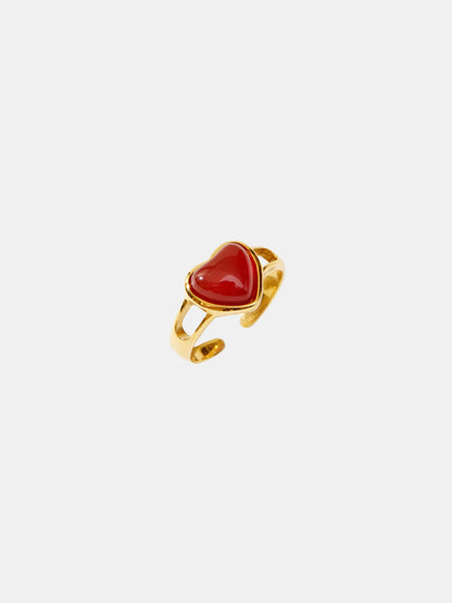 18K Real Gold Plated Carnelian Heart Ring