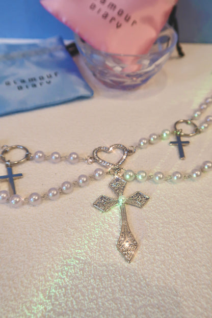 Love God Cross Pearl Necklace