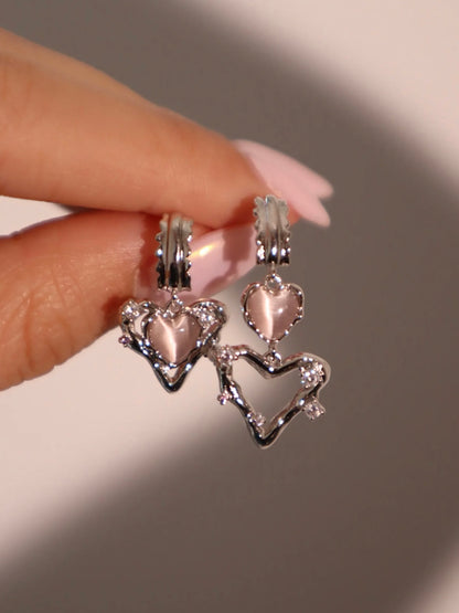 Made Me Blush Pink Opal Heart Earrings