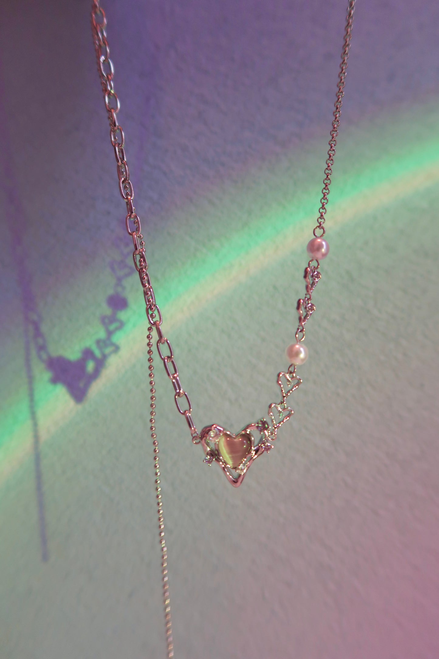 Made Me Blush Pink Opal Heart Necklace