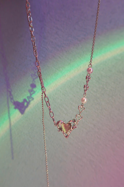 Made Me Blush Pink Opal Heart Necklace