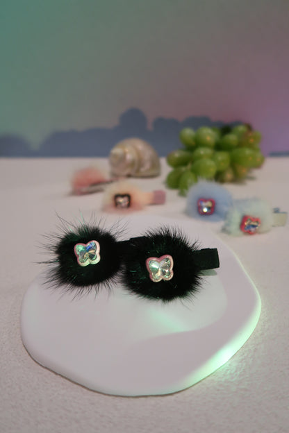 Butterfly Gem Fluffy Hair Clip