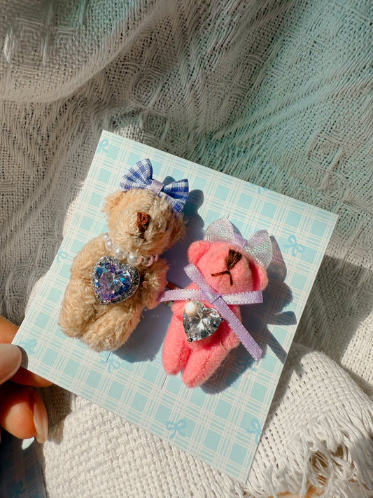 Handmade Bear Hair Clip Set