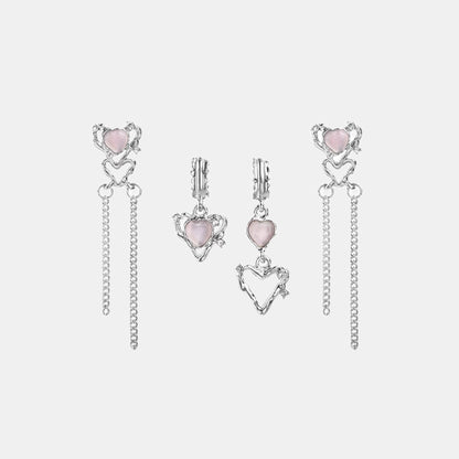 Made Me Blush Pink Opal Heart Earrings