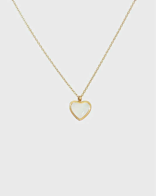 18K Real Gold Plated White Agate Heart Necklace🤍