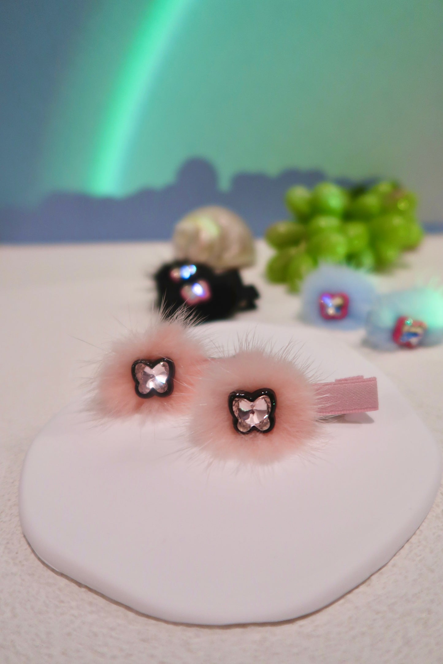 Butterfly Gem Fluffy Hair Clip