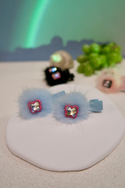 Butterfly Gem Fluffy Hair Clip