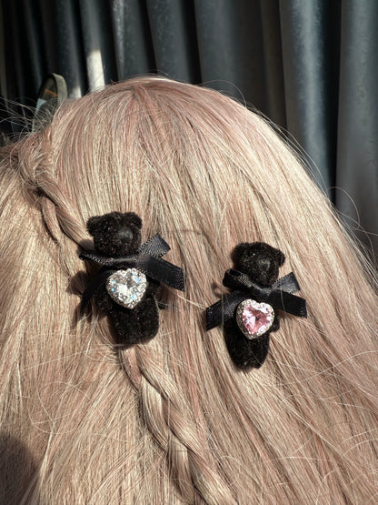 💖🖤Bear Pink Hair Pin Set