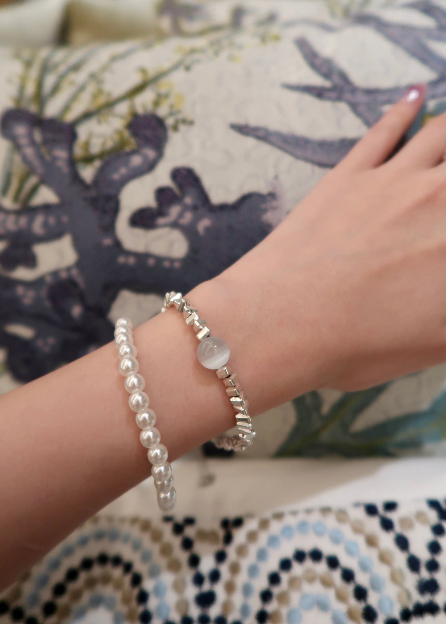 Moonstone Pearl Bracelet Set