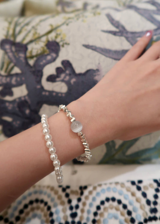 Moonstone Pearl Bracelet Set