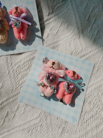 Handmade Bear Hair Clip Set