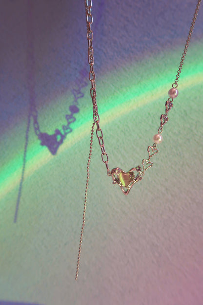 Made Me Blush Pink Opal Heart Necklace