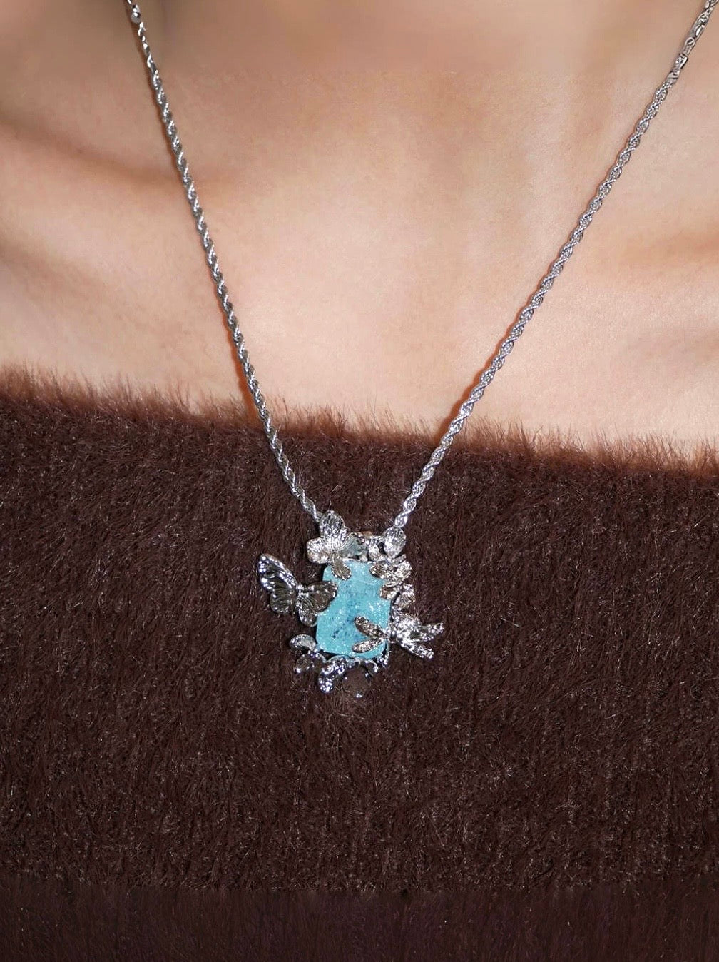 Ice Age Silver Butterflies Necklace