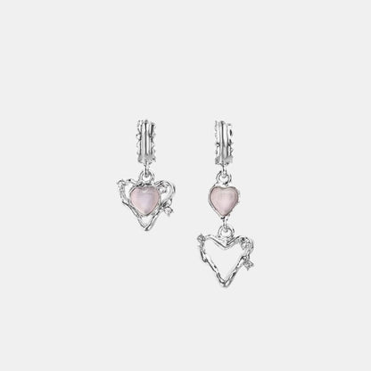 Made Me Blush Pink Opal Heart Earrings