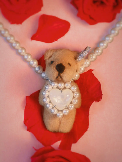 Valentine Bear Pearl Necklace