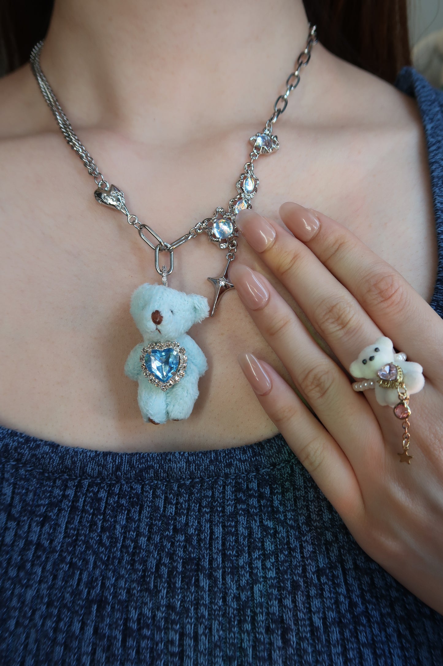 Very Beary Moonstone Necklace