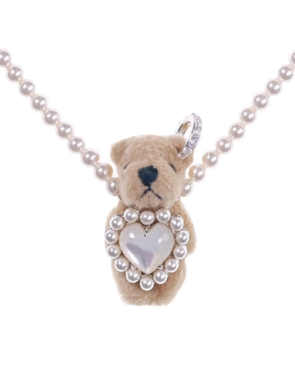 Valentine Bear Pearl Necklace